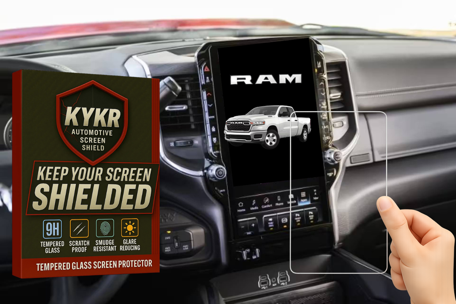 RAM 1500 (2019–2026), 2500 & 3500 (2019–2026) Screen Protector – 12” Tempered Glass | KYKR