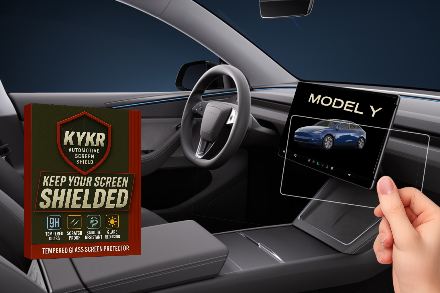 Tesla Model 3 (2017–2023) & Model Y (2020–2024) Screen Protector – 15” Tempered Glass | KYKR