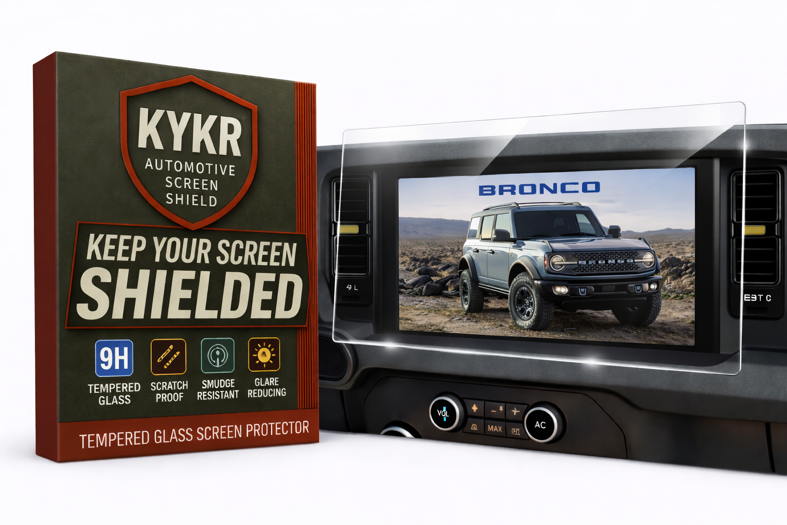 Ford Bronco (2021–2026) Screen Protector – 12” Tempered Glass | KYKR